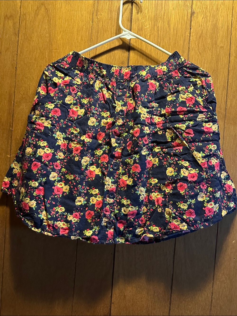 Forever 21 Navy Floral Button-Front Mini Skirt